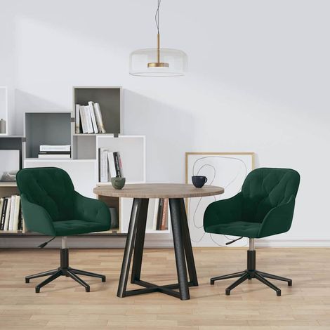 vidaXL Chaises pivotantes à manger lot de 2 Vert foncé Velours (1/5)