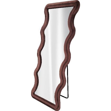 Specchio Arredamento Casa con Cornice in Velluto Marrone 73 x 178 cm (1/2)