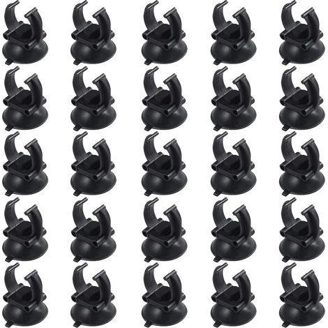25 Pièces Aquarium Ventouse Porte-Tube, Support De Ventouse D'aquarium, Aquarium Sucker Réservoir De Poissons Ventouse Clip en Plastique PVC Noir (1/5)