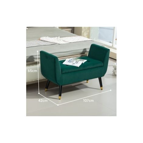 Banc coffre 107 x 42 x 65 cm en polyester vert, avec rangement pour entrée FloraGrace (1/5)