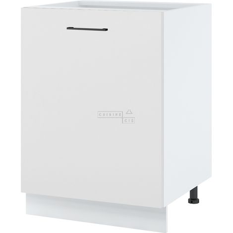 Meuble bas de cuisine Lovia Blanc Mat 1 porte L 60 cm - Porte avec poignée apparente White (1/2)