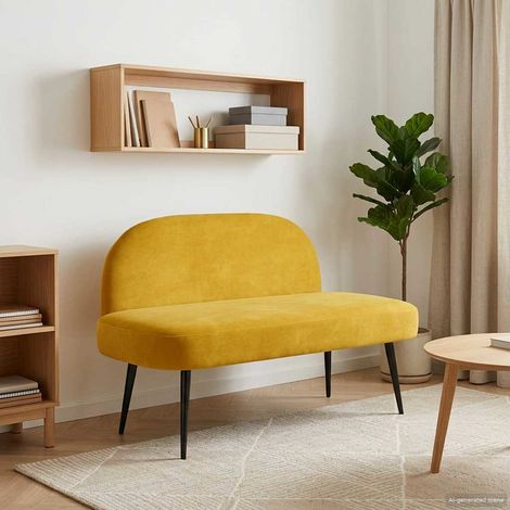 Banco tapizado con respaldo Amarillo 110 x 60 x 76 cm (1/5)