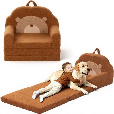Sofá cama 2‑en‑1 plegable para niños, sillón de juego con diseño arcoíris, 120×50×41cm, carga máxima 45kg (1/5)
