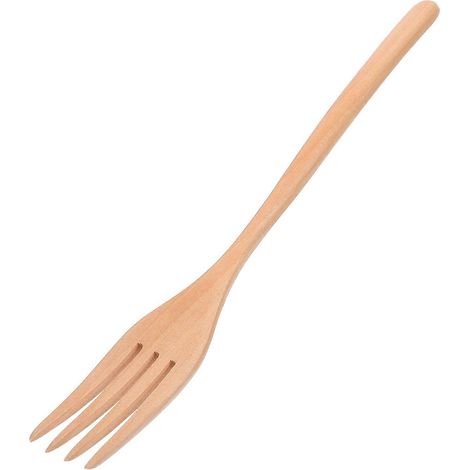 Fourchette à salade en bois à long manche, fourchette à salade de cuisine, dimensions : 22,50 x 2,50 x 1,00 cm, 1 pièce par paquet. (1/5)