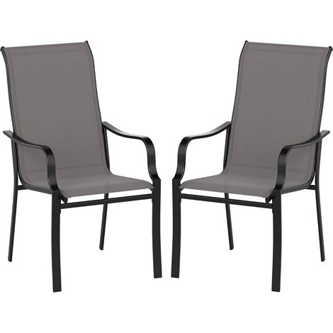 Set di 2 sedie da giardino 56 x 73 x 101 cm comfort ergonomico struttura moderna in metallo tessuto a rete marrone e nero 200012137