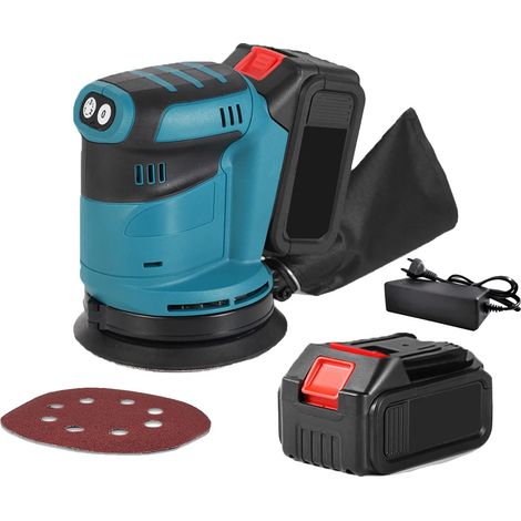 Ponceuse orbitale aléatoire sans fil, 3 vitesses, collecte de poussière, Avec 1 batterie (1/5)