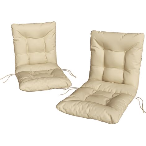 Outsunny Set 2 Cuscini Esterni per Sedie in Poliestere e Cotone Beige
