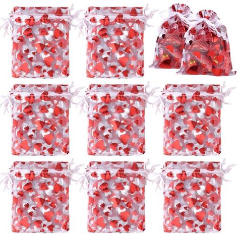100 sacchetti in organza 9 x 12 cm con scritta "Love" stampata a caldo, sacchetti regalo, sacchetti per feste, sacchetti per caramelle, sacchetti per gioielli, sacchetti profumati, sacchetti per matri (1/5)