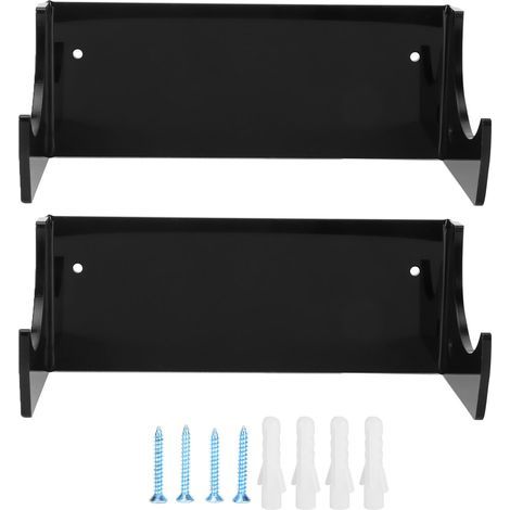 Lot 2 étagères murales support skateboard rangement snowboard display organizer noir (1/5)