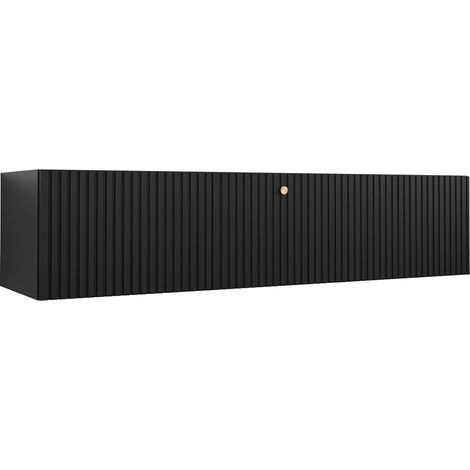 Mobilier1 – Meuble TV noir 150x40cm – 1 porte – Revêtement MDF résistant aux rayures – Système push to open – Fabriqué en Union Européenne