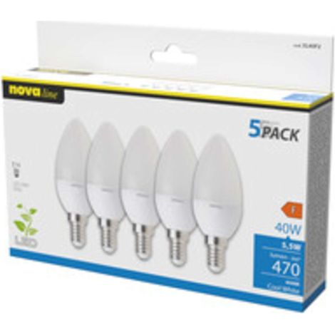 NOVA LAMPADA LED OLIVA E14 4,9W 6500K 5 PZ - 1 pezzo