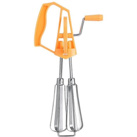 Fouet rotatif manuel en acier inoxydable pour la cuisine et la pâtisserie (orange) (1/5)