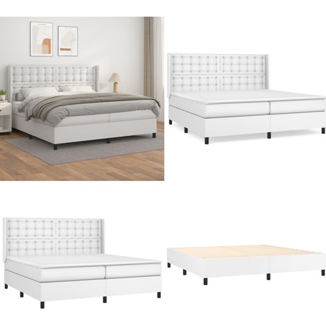 Boxspringbett mit Matratze Weiß 200x200 cm Kunstleder - Boxspringbett - Doppelbett - Bettenrahmen - Weißes Bett - Kunstlederbett - Home & Living (1/5)
