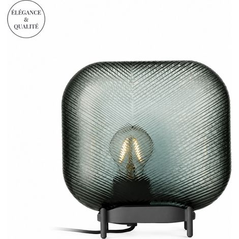 Lampe à poser design en verre 17 gris fumé D23H29cm, chevet salon lumière chaude, 34 × 33 × 33 cm, 4 kg – Livraison gratuite
