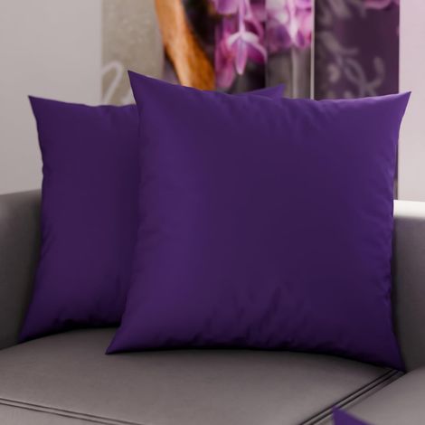 Lot de 2 Taies d'oreiller de Lit 65x65 cm, Housses de Coussin Unies Couleur Violet, Taie Oreiller 100% Microfibre Hypoallergénique, Fabriqué en Italie (1/5)