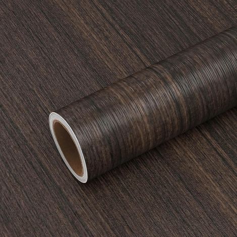 Papier Peint Imitation Bois Brun Épaissir Papier Adhesif pour Meuble Cuisine Lavable Vinyle Adhesif Bois Papier Peint pour Porte Armoire Chambre Placard Tiroir Salle de Bain Salon 40cm×300cm (1/5)