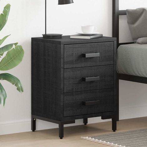 vidaXL Table de chevet Noir 40x30x55 cm Bois de pin massif (1/5)