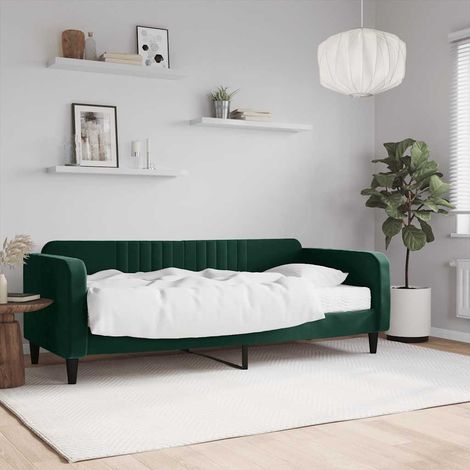 Tagesbett mit Matratze Dunkelgrün 90x200 cm Samt