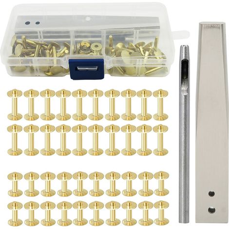 Jeffergarden Kit de bavures de Rivets en cuivre Rivets en cuivre avec Setters goujons antirouille outil d'artisanat cuir bricolage pour sac de vêtements ceinture Style A-DOU