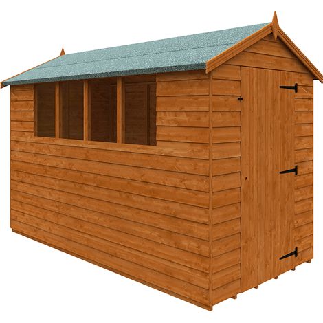 10 x 5 Feet Budget Apex 9mm Shed - Solid Wood/Softwood/Pine - L295 x W145 x H210.9 cm - Burnt Orange