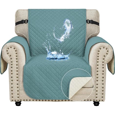 Ystyle Housse Canapé 1 Place 60cm - Impermeable Housse de Canapé avec Accoudoirs, Universelle Housse Canape Protege Canape Chat Chiens Griffures Antidérapante, Bleu Clair (1/5)