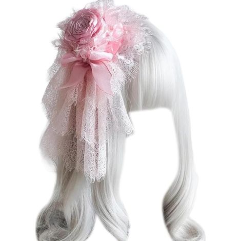 Pince à cheveux élégante en dentelle avec nœud papillon pour costume d'anime - Pince à cheveux pour bal masqué, fête, déguisement (1/5)