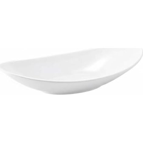 Assiette Mélamine Élégante Plat Ovale Service Bol Résistant la Céramique Entretien Pratique Adaptée à la Table de Buffet Hôtels Réceptions à Domicile, Blanc, L (1/5)