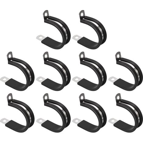 Lot de 20 colliers de serrage de câble de 32 mm, collier de serrage isolé en caoutchouc en acier inoxydable 304 en forme de R pour tuyau (1/5)