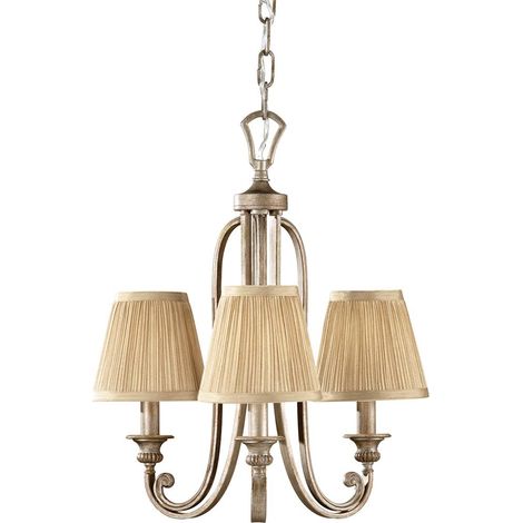 Lustre Abbey crème abat-jour plissé 3xE14 40W Feiss (1/5)