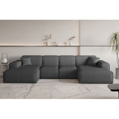 Wohnlandschaft Sofa U-Form CELES PREMIUM XS in Stoff Scala Anthrazit (1/3)