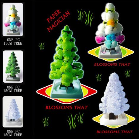 Magischer Weihnachtsbaum aus wissenschaftlichem Papier für Kristallzuchtexperimente, Set mit 3 Pappbäumen, neue Version A (1/5)