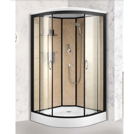 Azura Home Design – Cabine de douche KIOS 100 x 100 x 215 cm – Verre de sécurité ESG 4 mm – Profils en aluminium – Douchette réglable – Étagère en verre