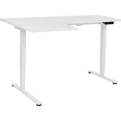 Electric Adjustable Corner Desk DESTINES White 160 cm 109 cm Left Hand