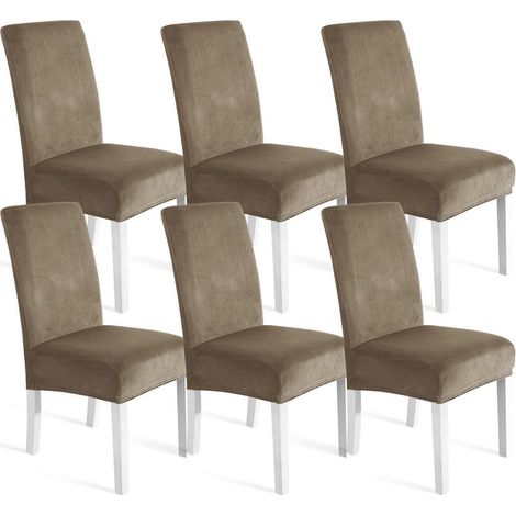 Stuhlhussen Samt 6er Set, Universale Stretch Hussen, Waschbar & Kratzfest, für Hochlehner (1/5)