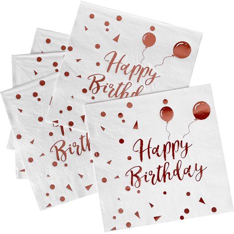 Serviette En Papier - 3 Couches - Rose Or Rose - Pour Anniversaire Mariage Fête - Lot De 100 (1/5)
