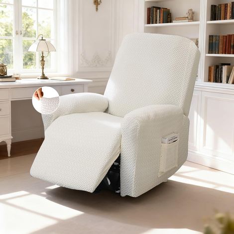 Sesselbezug, Relaxsessel Sesselbezug Stretchhusse mit Taschen, All-Inclusive Streifen-Jacquard Sesselschoner für Fernsehsessel Liege Sessel (1/5)