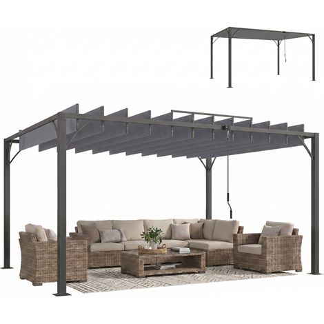 Pergola bioclimatique aluminium 3x3 m, lames orientables, UV50+, gris (1/5)