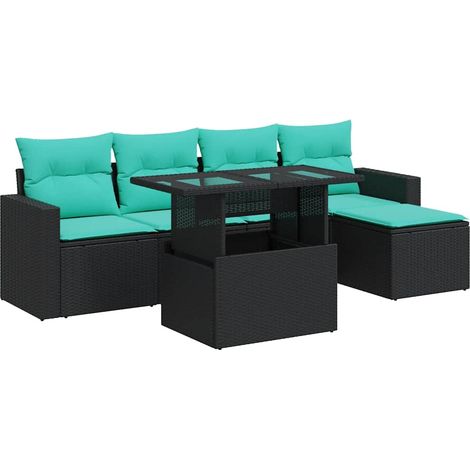 Maison Exclusive - Set sofás jardín y cojines 6 pzas ratán sintético acacia negro (1/5)