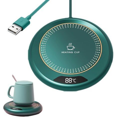 Chauffe Tasse Bureau, Chauffe Tasse à café électrique avec 3 Niveaux de température, Chauffe Tasses USB, Chauffe café, pour Tasses et Verres à Fond Plat, sous Verre thermostatique à 55 degrés (1/2)