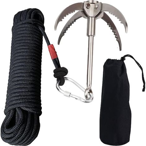 Crochet de survie en acier inoxydable, capacité de charge de 400 kg, avec corde auxiliaire de 20 mètres (1/5)