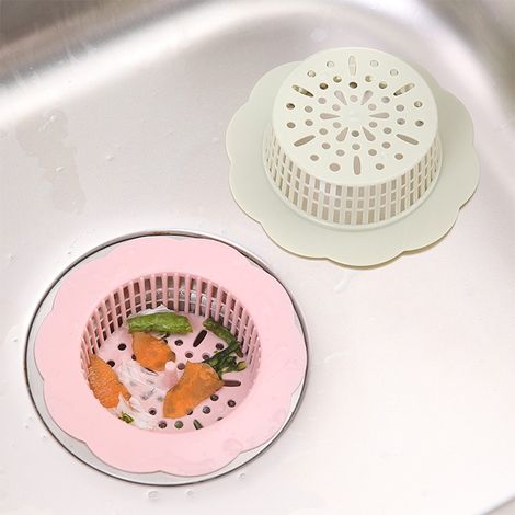 Blumenförmiger Küchenabflussrost, verstopfungsfreier Haarfilter für Spülbecken (grün) (1/4)