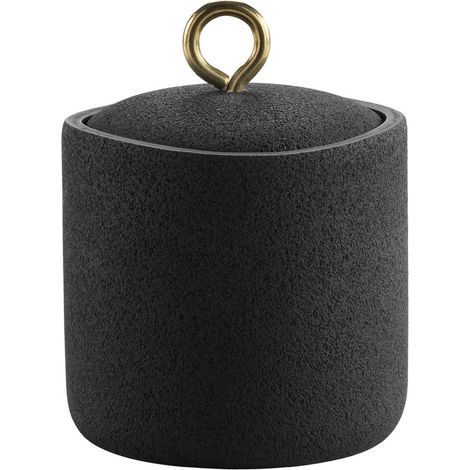 Pot à Cotons en Résine "Aquamarbre" 13cm Noir