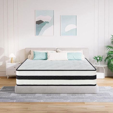 Matelas 140 x 190 x 28 cm Memoire de Forme, Hybride Mousse & Ressorts Ensachés, Fermeté Moyenne, Soutien en 9 Zones, Respirant (1/5)