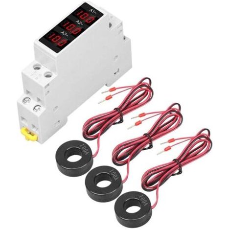 QORVA-Ampèremètres triphasés modulaires, indicateurs de courant, montage sur rail DIN, LED, numérique, ampèremètre AC 80 V 500 V 1 100 A XXW