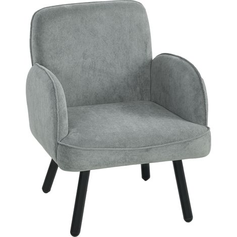 HOMCOM Lounge Chair Velvet Upholstered Spring Cushion Grey