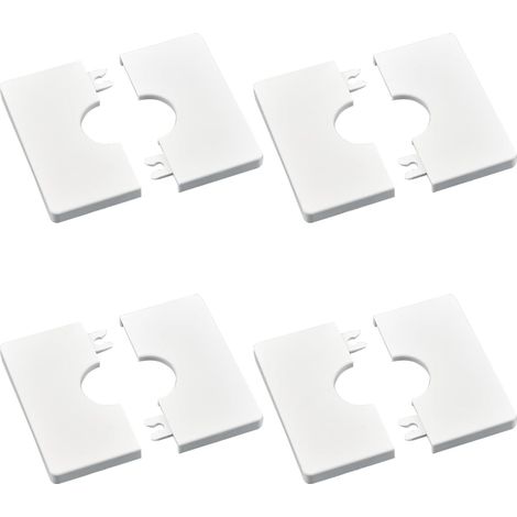 Lot de 4 cache-tuyaux carrés autocollants en plastique ABS pour tuyau de douche de 28 mm de diamètre (blanc)