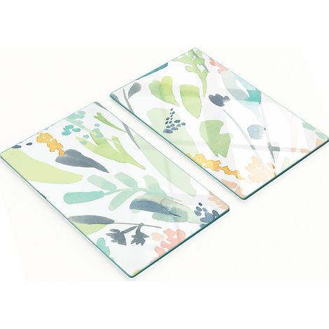 Taglieri da cucina in vetro con grafica floreale ad acquerello, 2x30x52 cm (1/5)