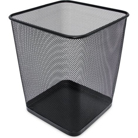 Metall Papierkorb eckig schwarz 30 x 25 cm - 16 Liter - Büro Mülleimer Drahtgeflecht rostbeständig - Mehrzweck Abfalleimer