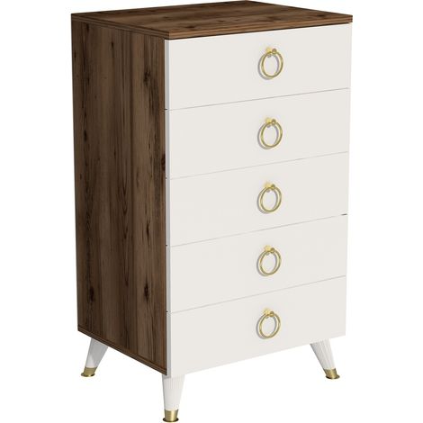 WellHome Cómoda SOLACE 90,6x50x37,5 cm - Nogal claro y Blanco