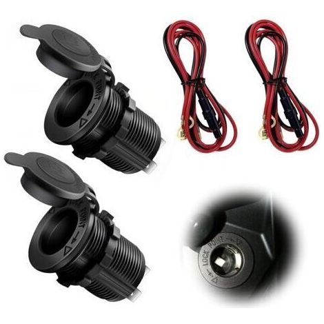 2 Pcs Waterproof Cigarette Lighter Socket 12V 24V Marine Cigarette Lighter with 1m Cable, Waterproof DC Power Socket with Dust Protector Cap, Accessories for Car, Motorcycle, Boat, Camping (1/5)